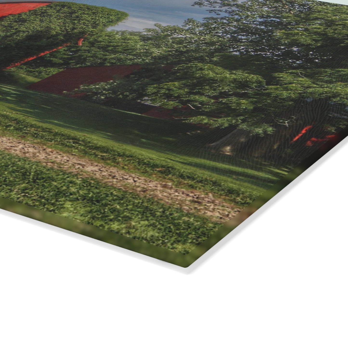 U R There Photography Catlin Road Red I Rustic Farmhouse Tempered-Glass Cutting Board