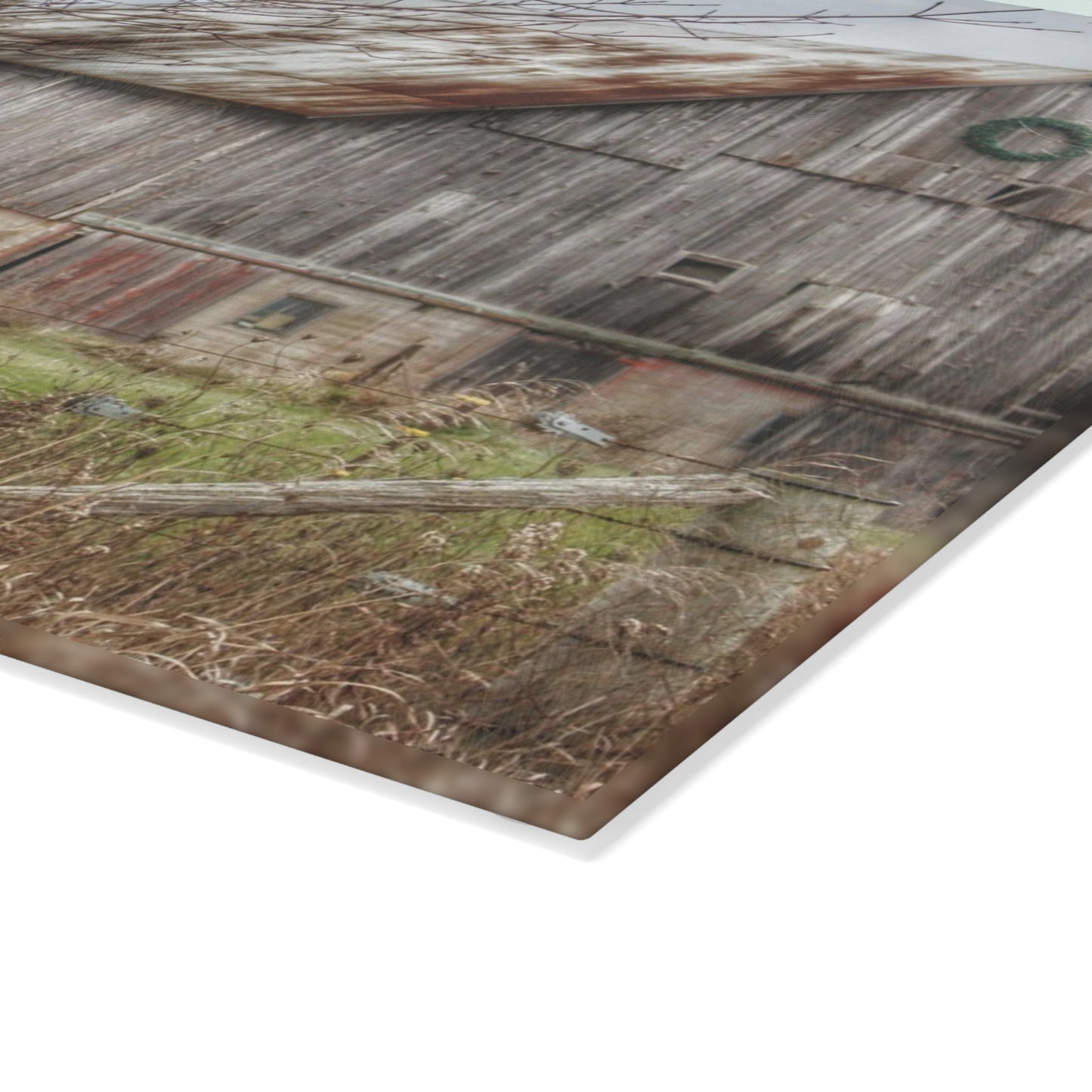 U R There Photography Churchill Christmas Barn I Rustic Farmhouse Tempered-Glass Cutting Board