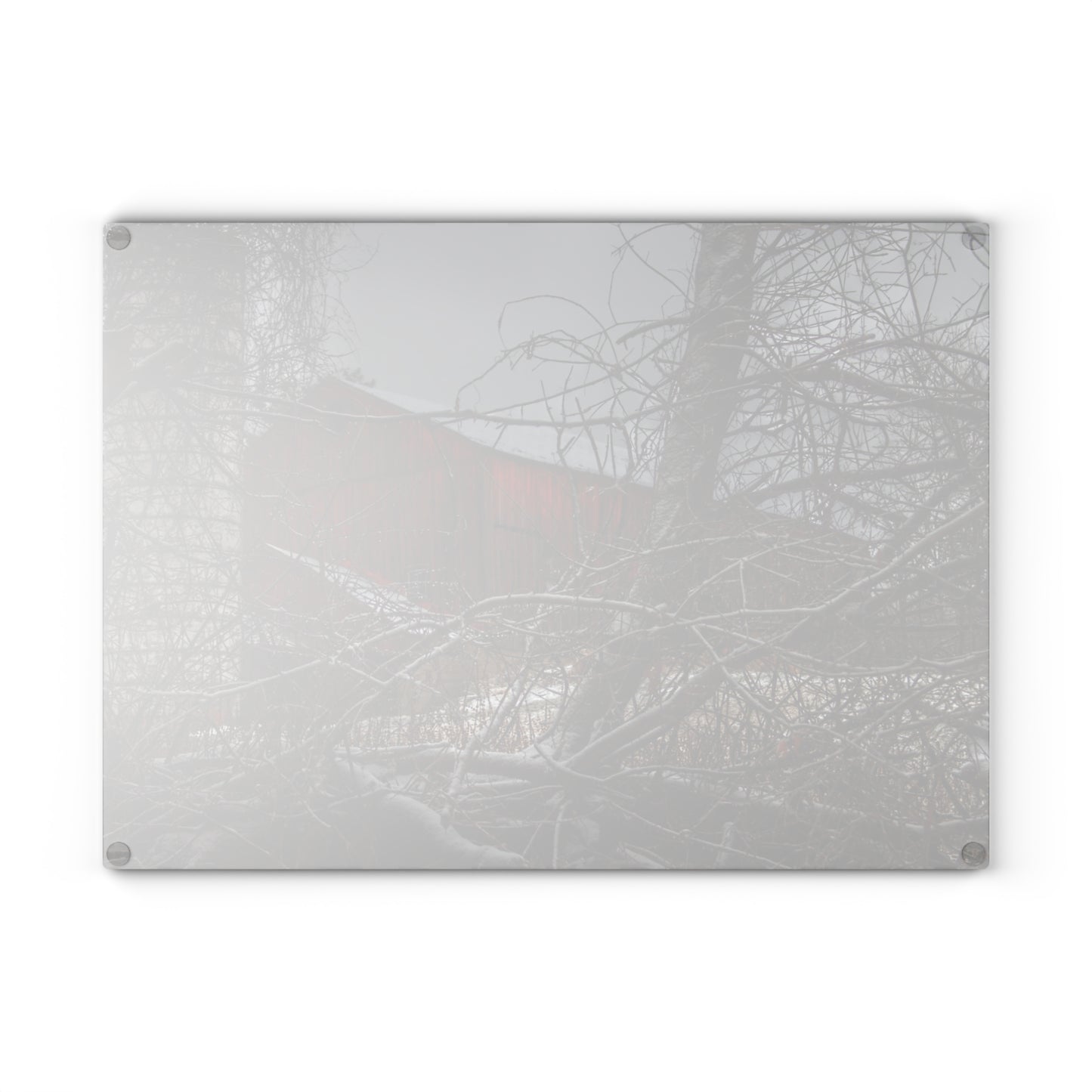 U R There Photography Sandhill Road Hidden Red II Rustic Farmhouse Tempered-Glass Cutting Board