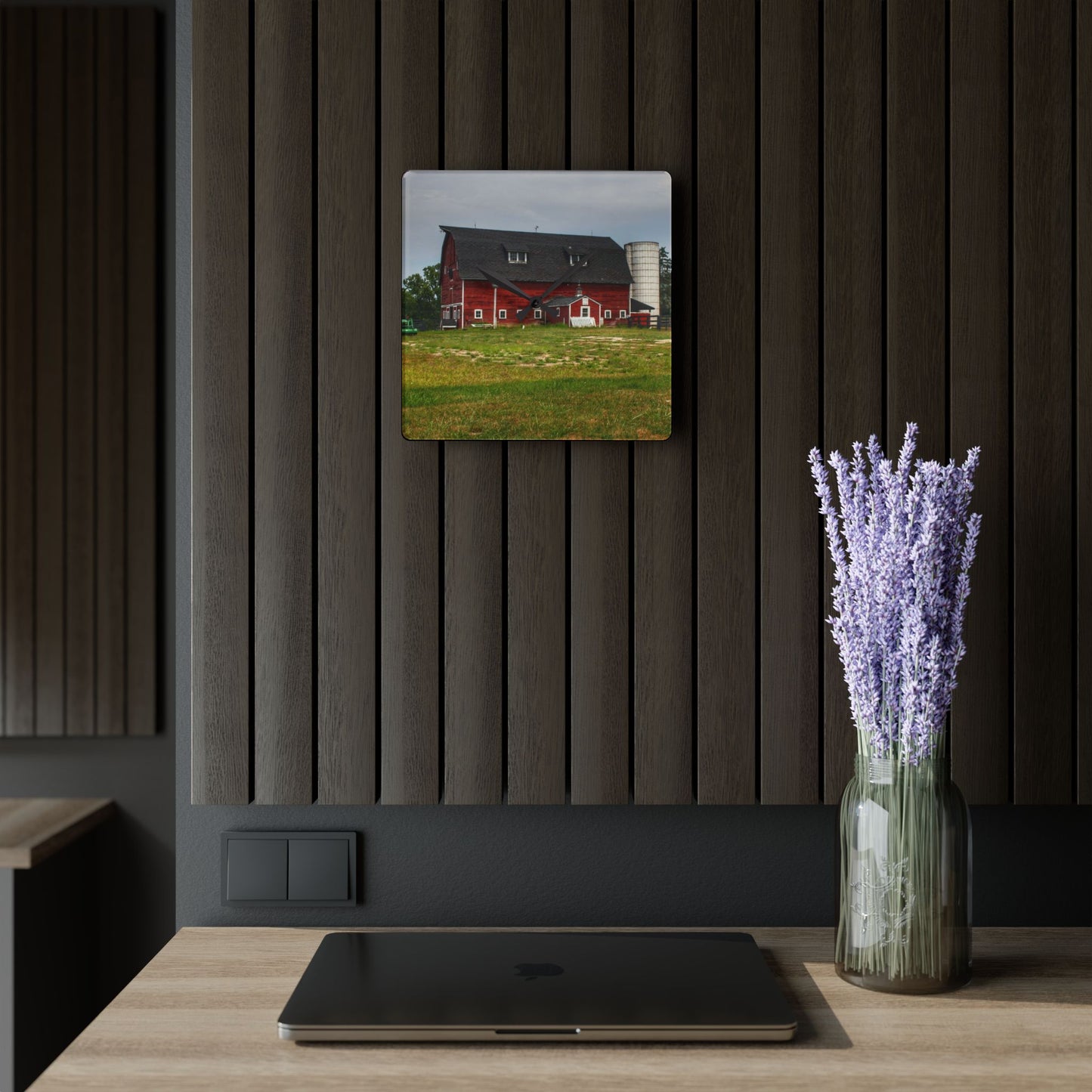 Rustic Farmhouse Wall Clock featuring Oxford Old Red and Silo