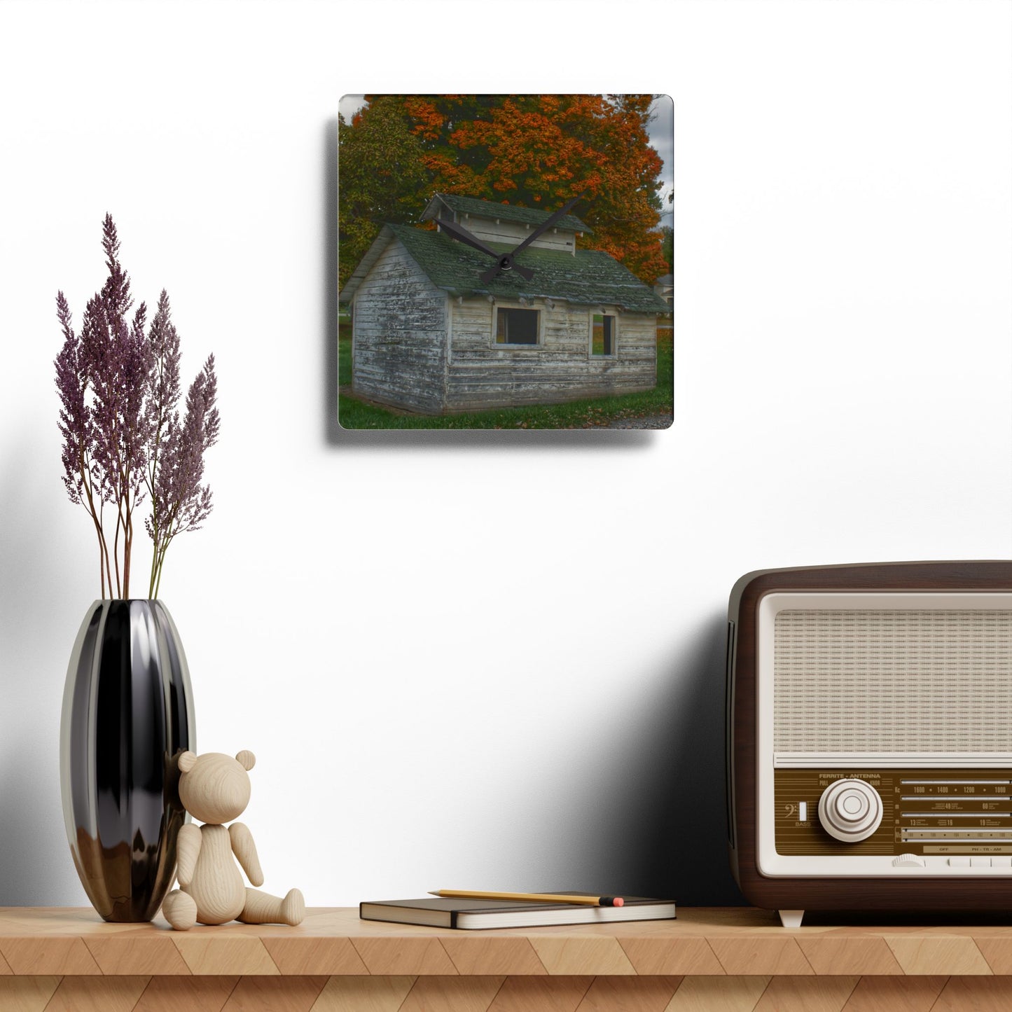 U R There Photography Rural Shack of Metamora Rustic Farmhouse Acrylic Analog Wall Clock