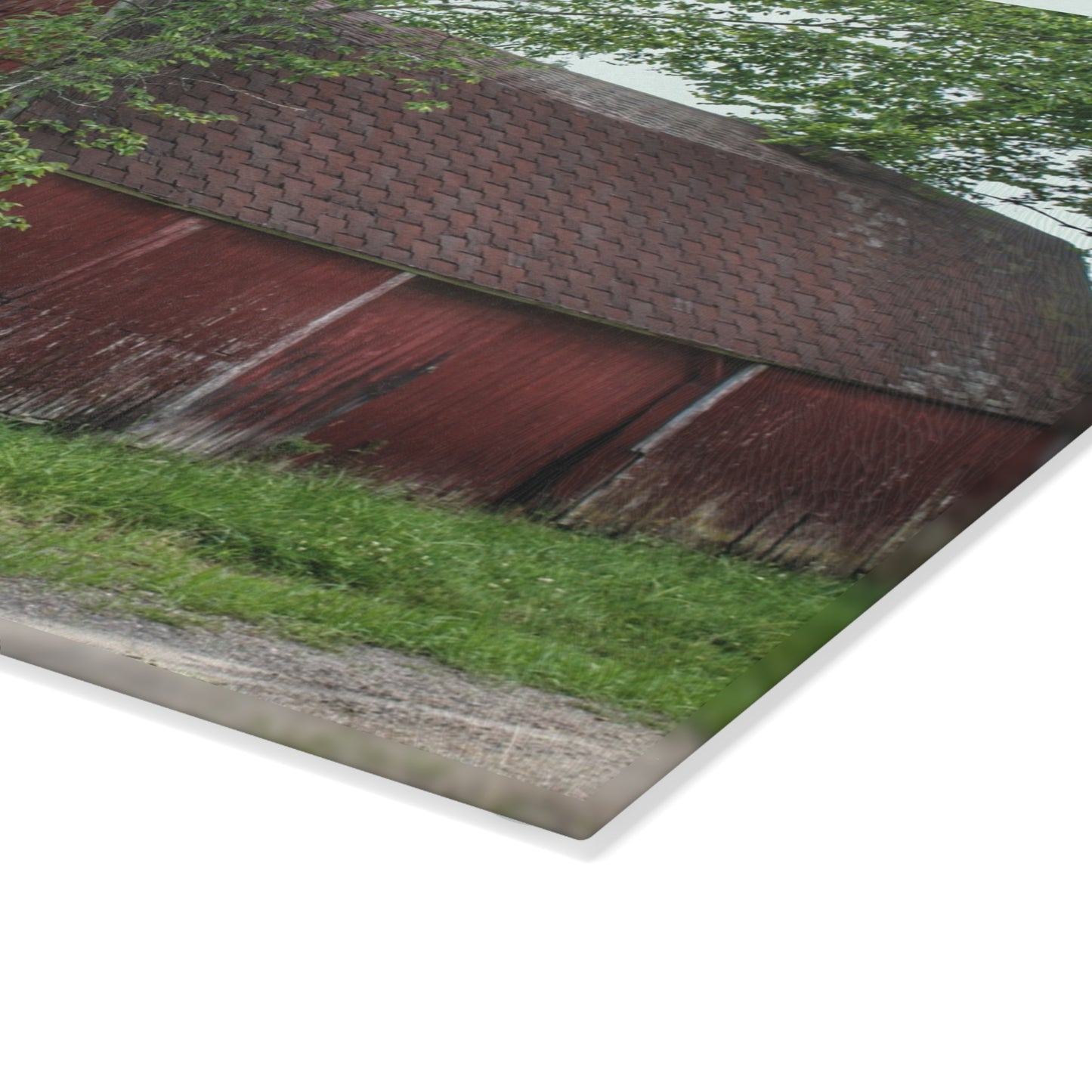 U R There Photography West Murphy Lake Red Rustic Farmhouse Tempered-Glass Cutting Board