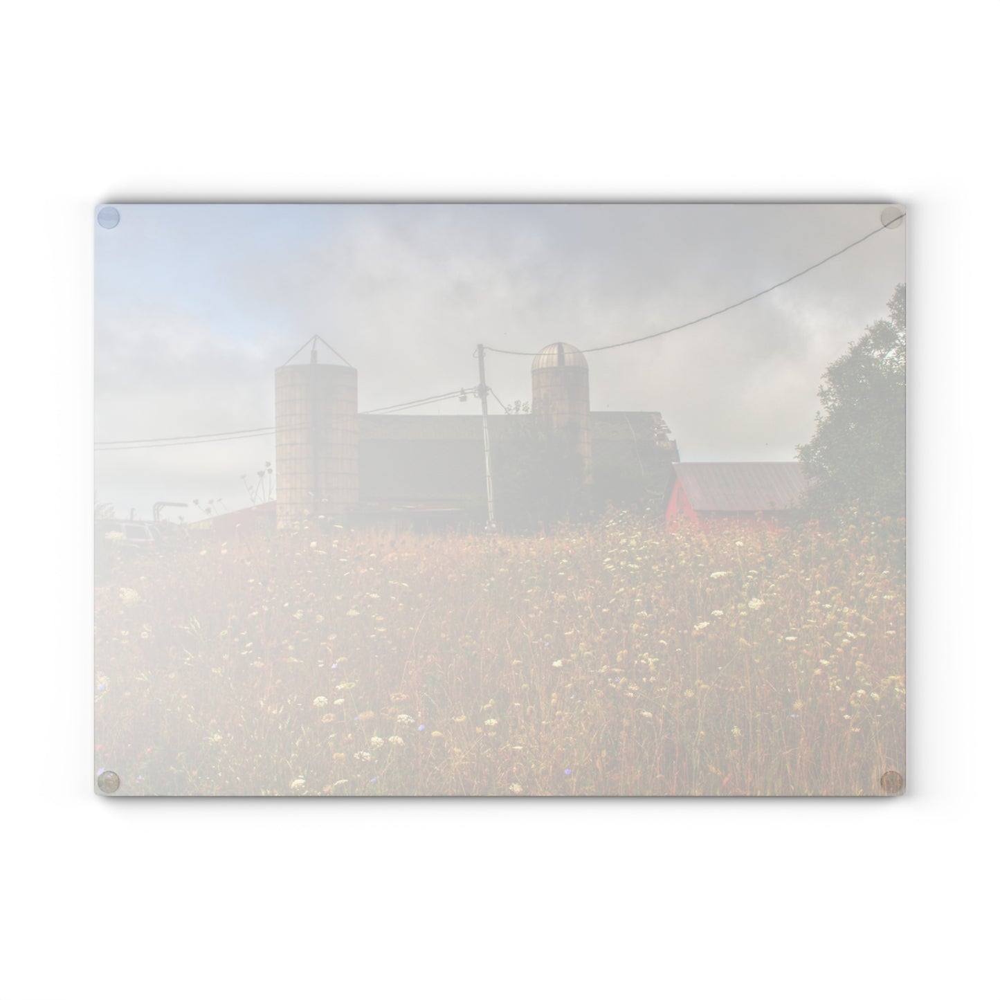 U R There Photography Brown Road Hidden Reds Rustic Farmhouse Tempered-Glass Cutting Board