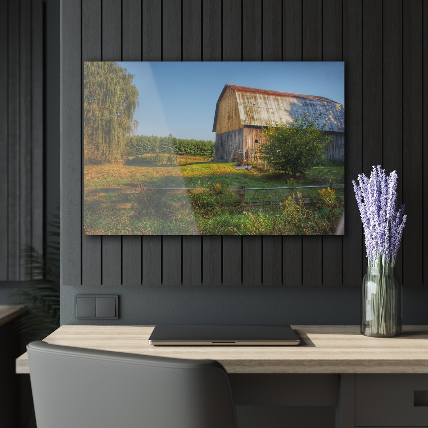 U R There Photography Snover Golden Grey Rustic Farmhouse Acrylic Wall Print