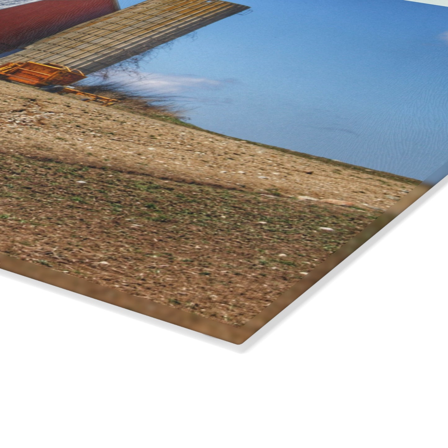 U R There Photography Shay Lake Red Rustic Farmhouse Tempered-Glass Cutting Board