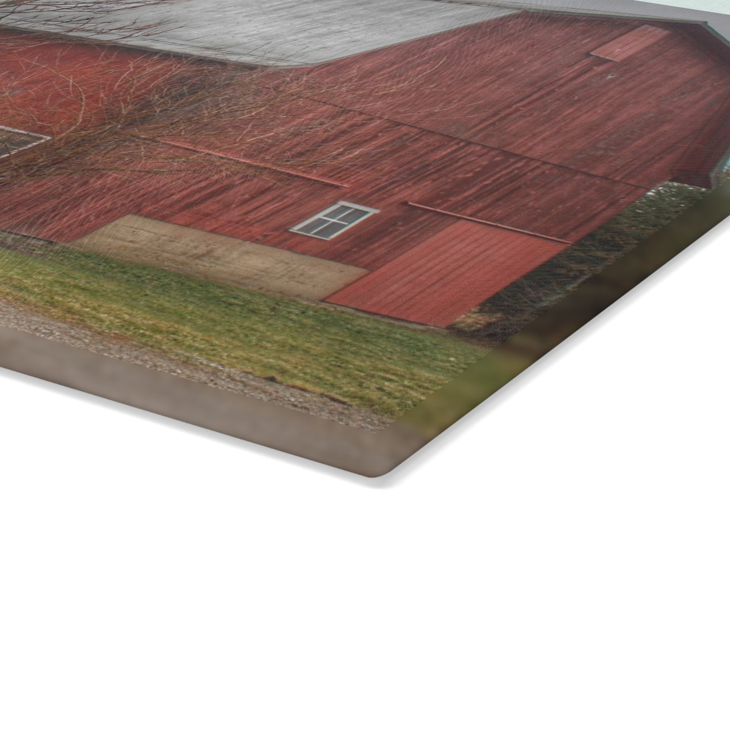 U R There Photography Bray Road Red II Rustic Farmhouse Tempered-Glass Cutting Board