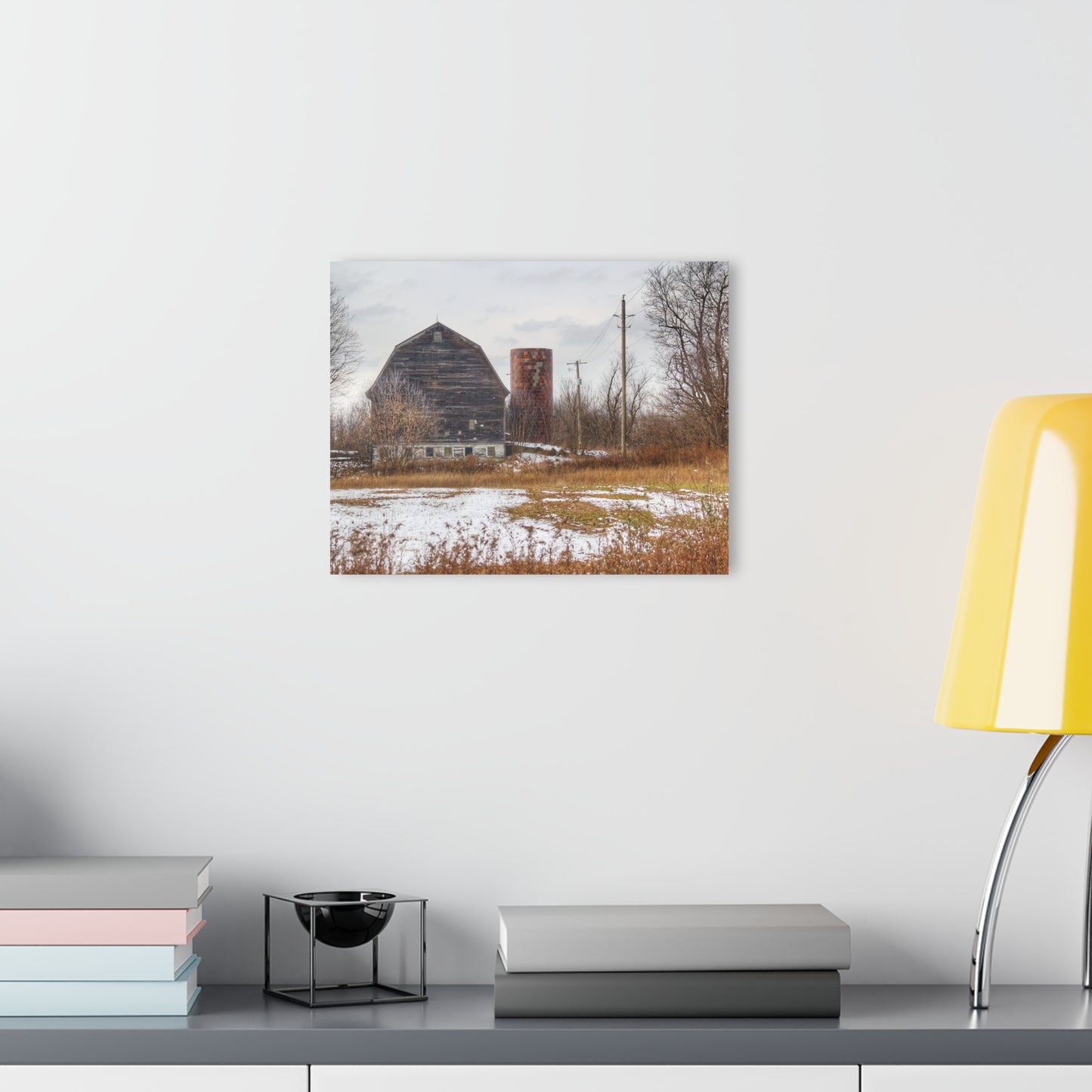 U R There Photography Secord Lake Road Grey Rustic Farmhouse Acrylic Wall Print