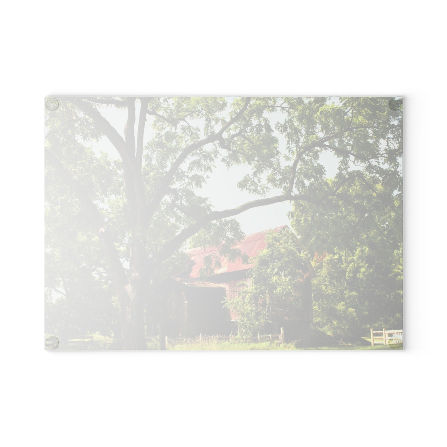 U R There Photography Oxford Rusted Red II Rustic Farmhouse Tempered-Glass Cutting Board