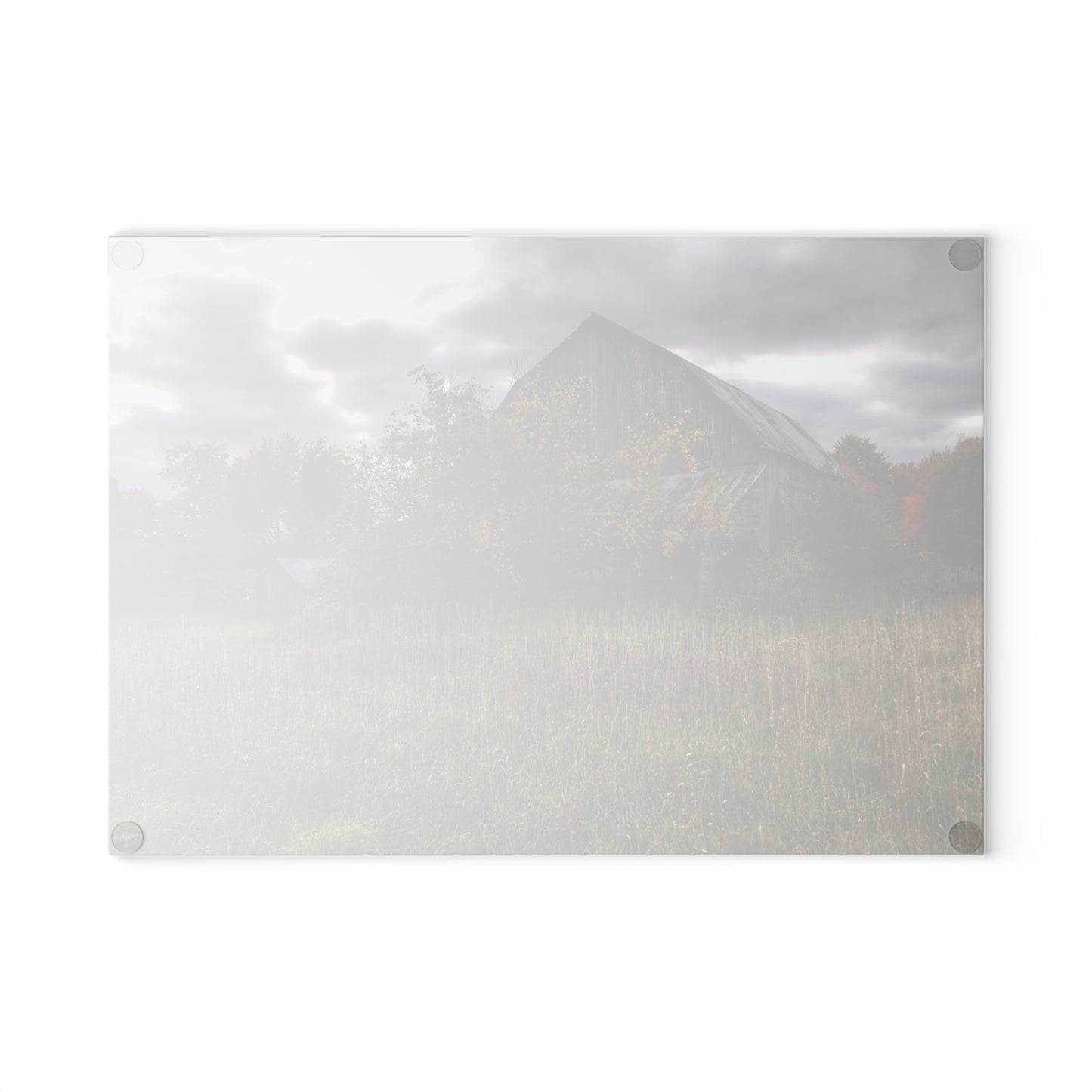 U R There Photography Church Road Grey V Rustic Farmhouse Tempered-Glass Cutting Board