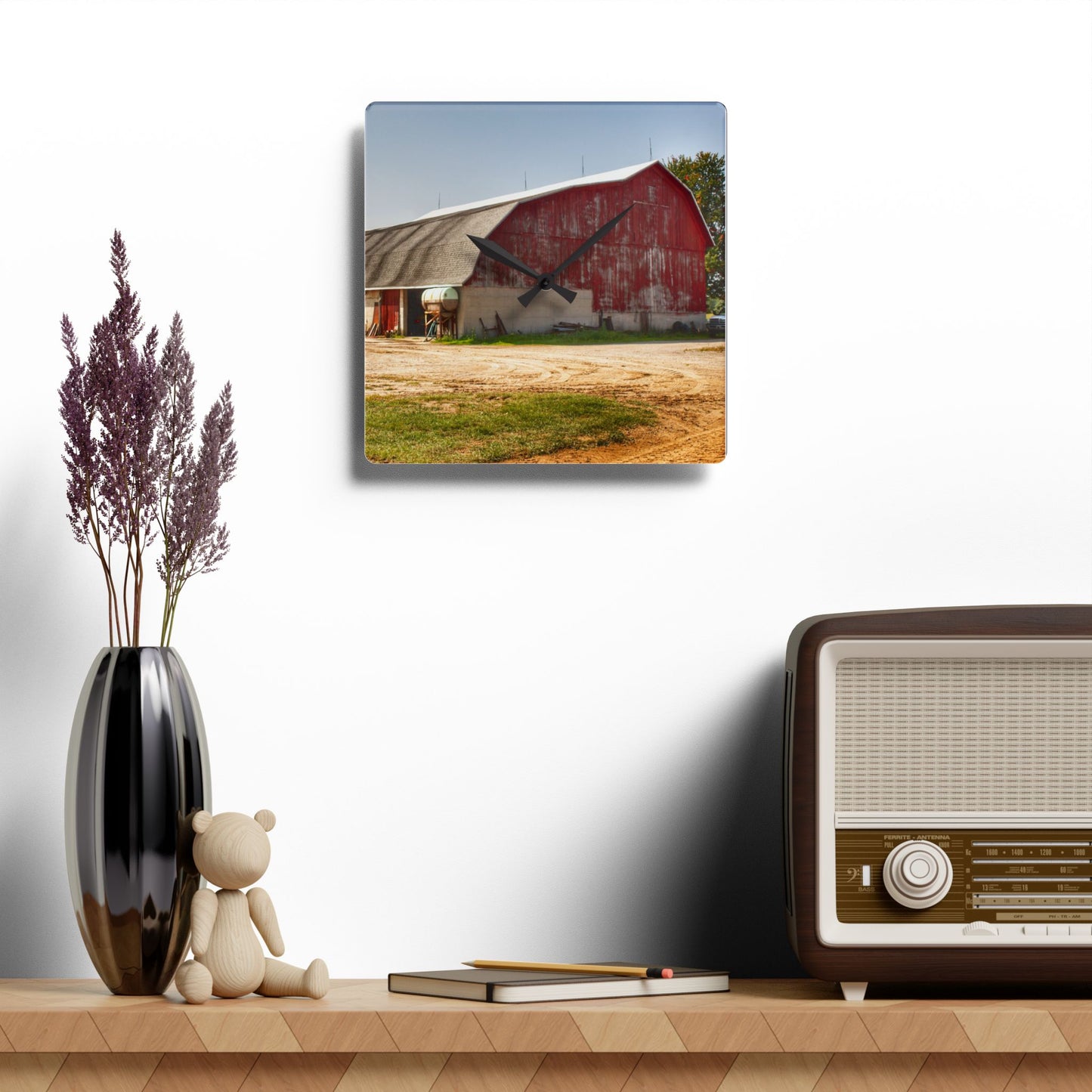 U R There Photography Quonset Barn Rustic Farmhouse Acrylic Analog Wall Clock