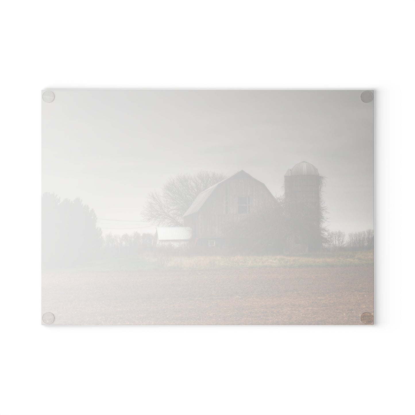 U R There Photography Reinelt Road Red Rustic Farmhouse Tempered-Glass Cutting Board 8"x 11"