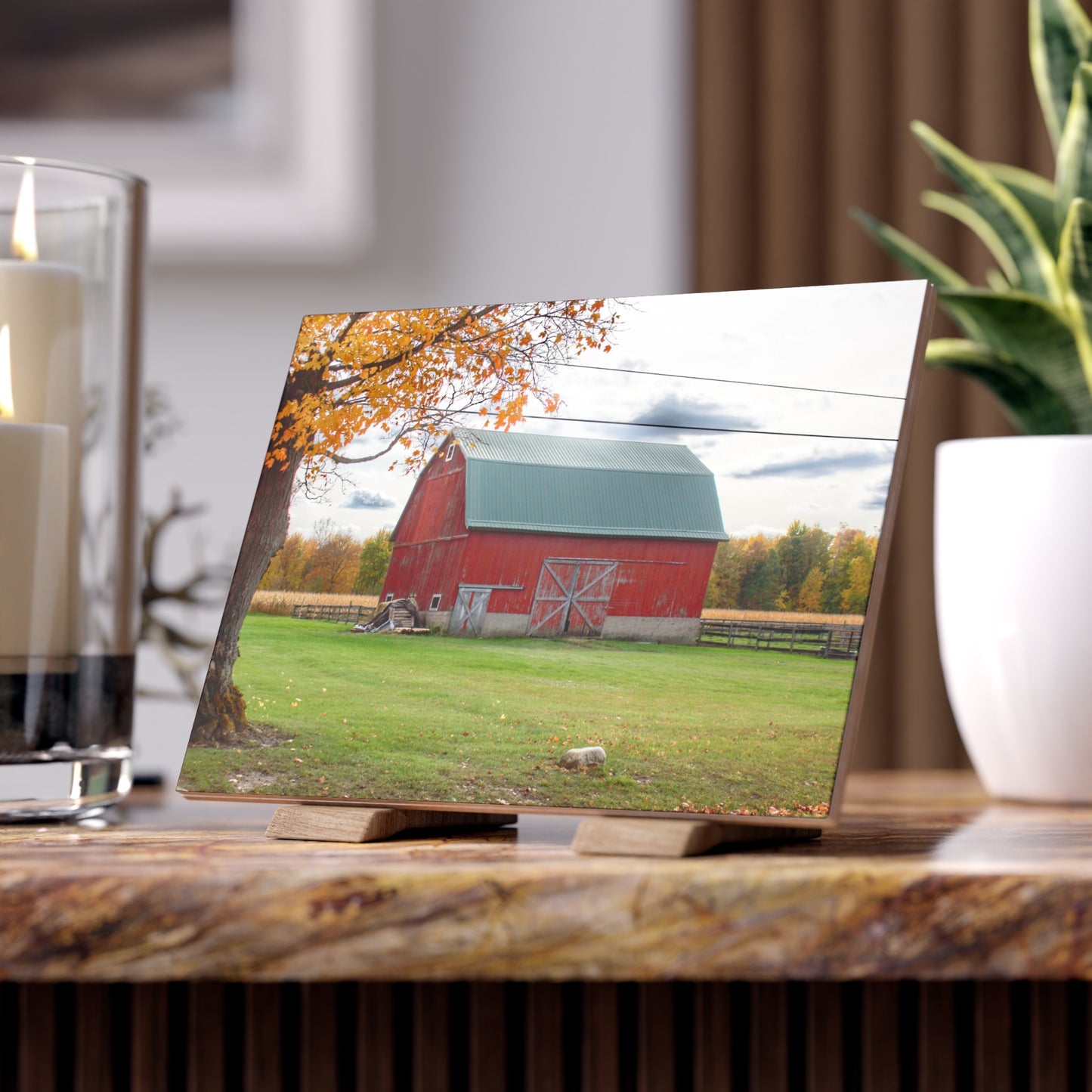 U R There Photography Bowers Roadside Red Rustic Farmhouse Decorative Ceramic Tile