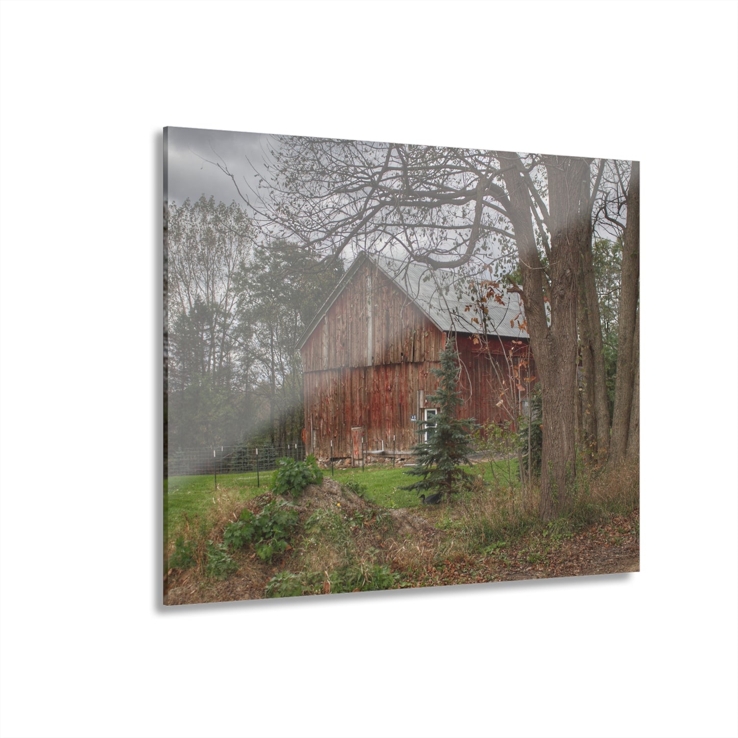 U R There Photography Big Fish Lake Road Red Rustic Farmhouse Acrylic Wall Print