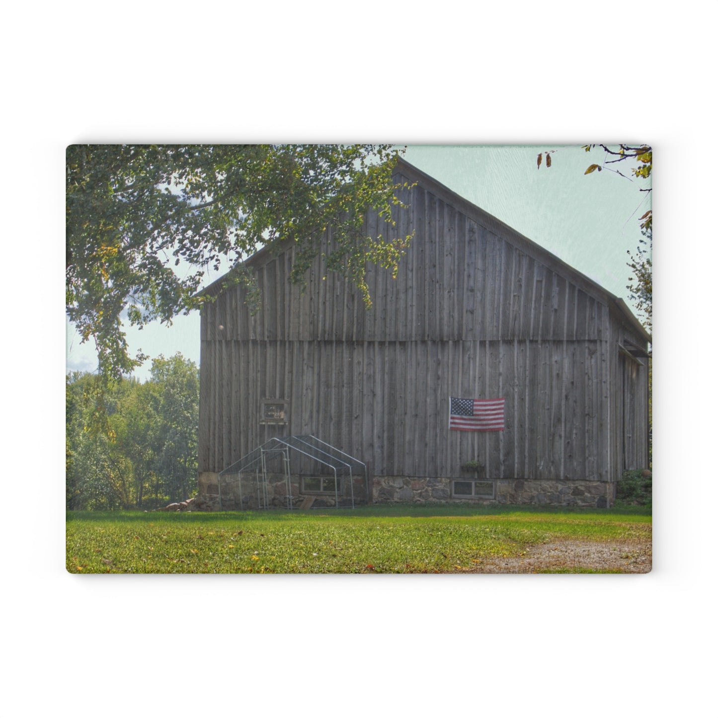U R There Photography Sutton Road Patriot Grey II Rustic Farmhouse Tempered-Glass Cutting Board