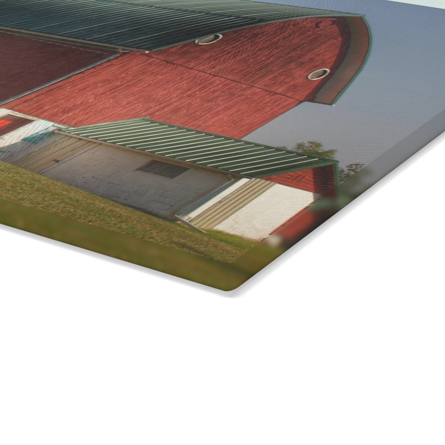 U R There Photography Barnes Road Red I Rustic Farmhouse Tempered-Glass Cutting Board