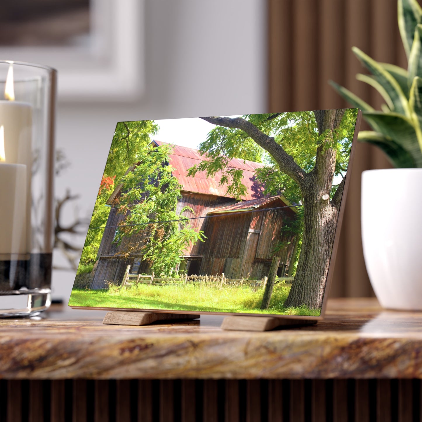 U R There Photography Oxford Rusted Red I Rustic Farmhouse Decorative Ceramic Tile