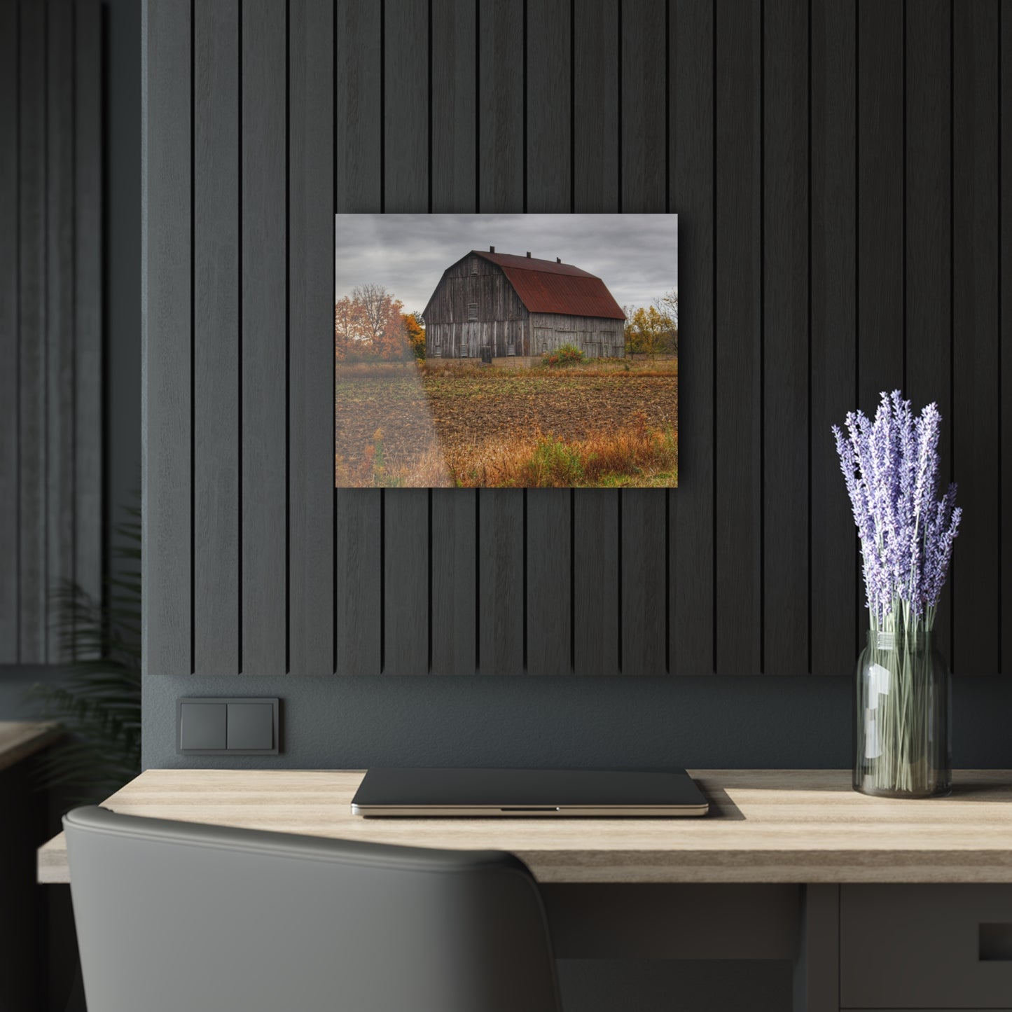 U R There Photography Sheridan Line Road Rusted Grey I Rustic Farmhouse Acrylic Wall Print