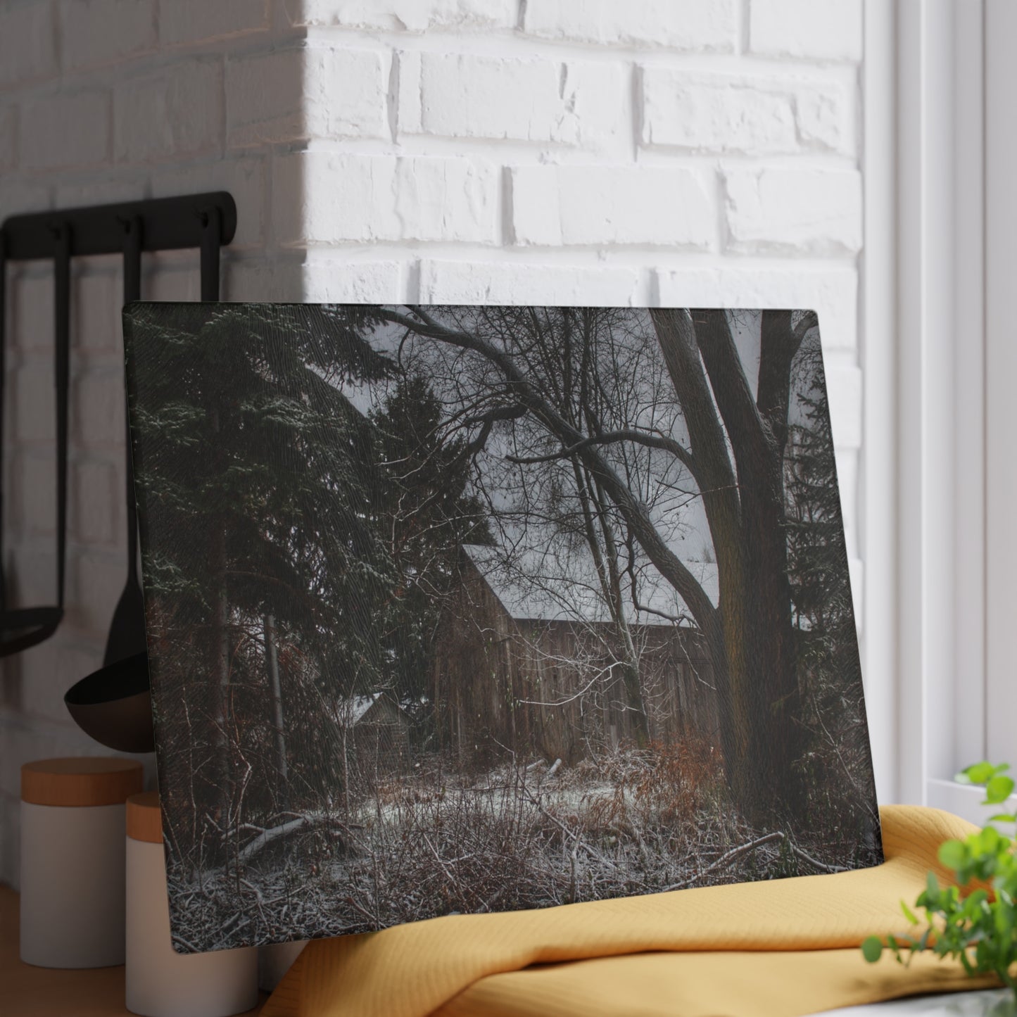 U R There Photography Willard Road Hidden Grey Rustic Farmhouse Tempered-Glass Cutting Board