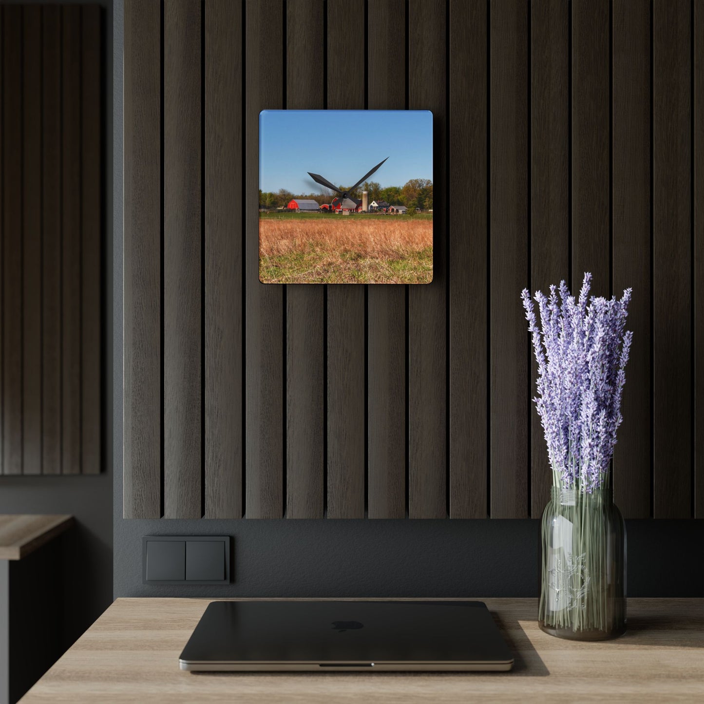 U R There Photography East Millington Road Farm Rustic Farmhouse Acrylic Analog Wall Clock
