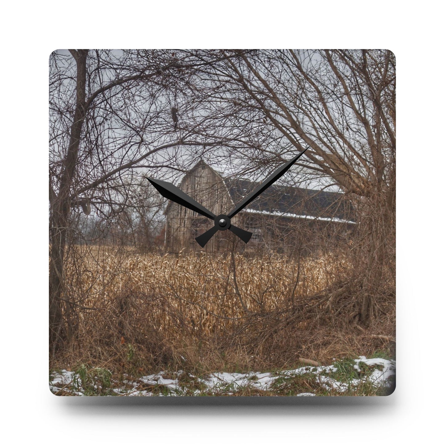 U R There Photography North Oxford Road Grey I Rustic Farmhouse Acrylic Analog Wall Clock