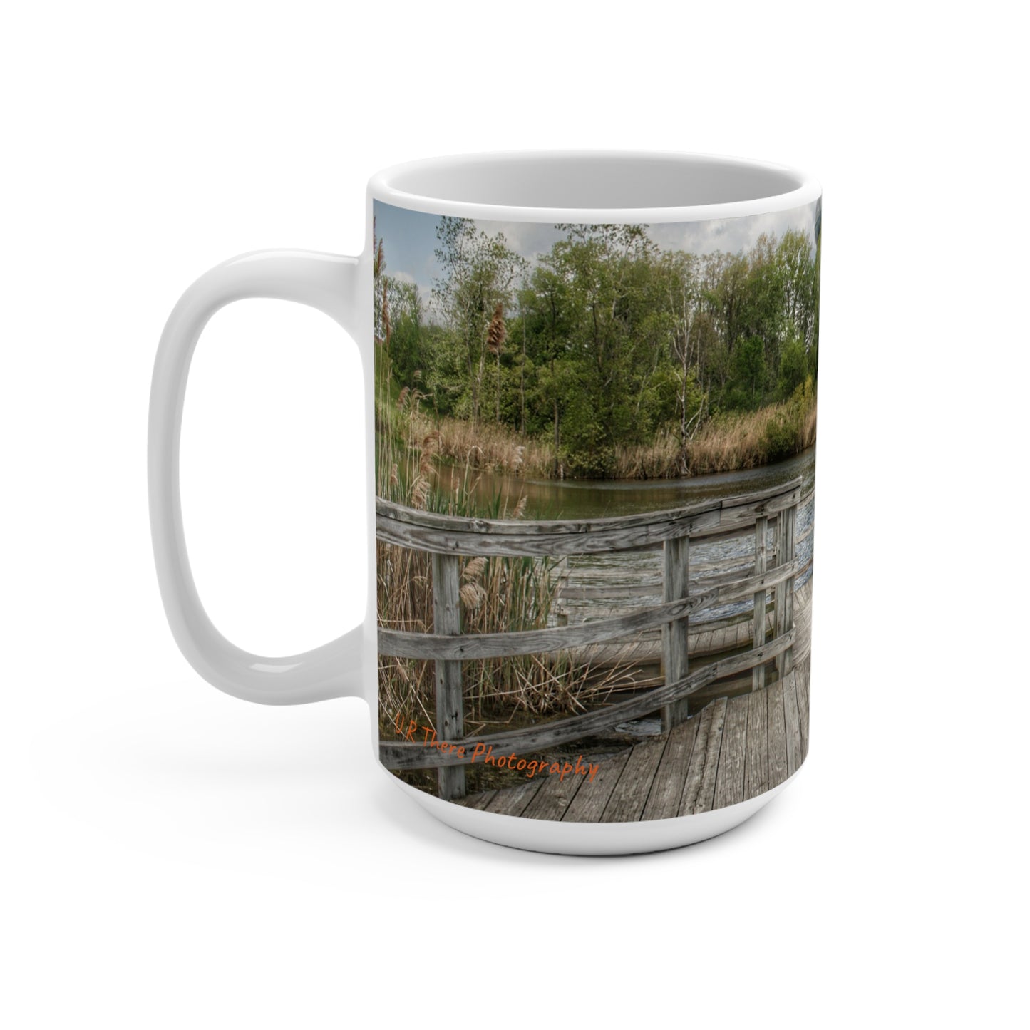 Rustic Farmhouse Coffee Mug featuring Bridge Overlooking Water Tower Park in Lapeer