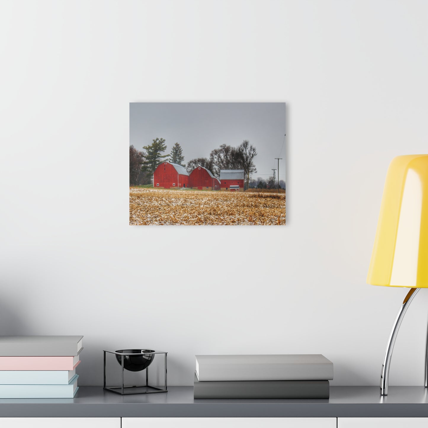 U R There Photography Shoemaker Road Winter Reds II Rustic Farmhouse Acrylic Wall Print