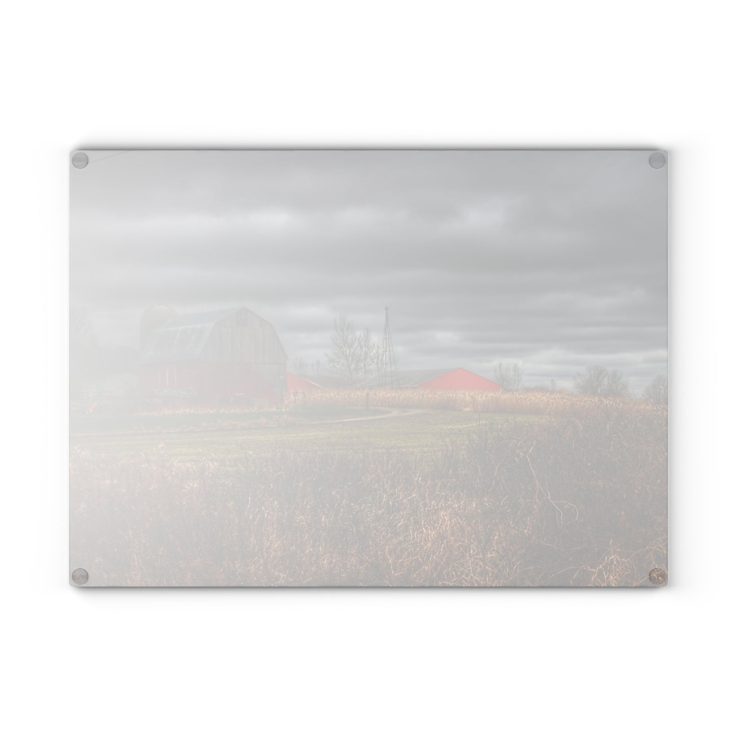 U R There Photography Slattery Road Grey Rustic Farmhouse Tempered-Glass Cutting Board