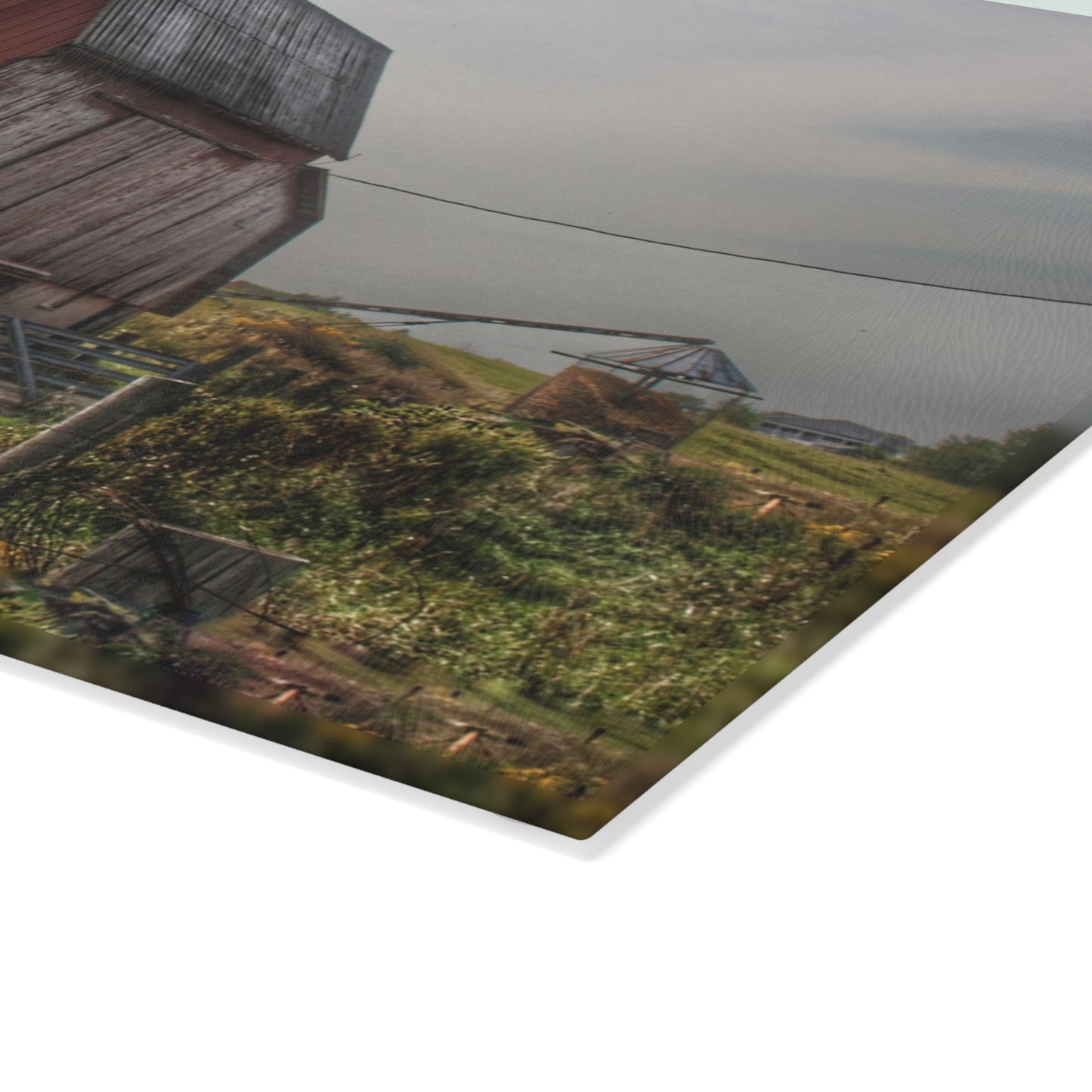 U R There Photography Roadside Stone Red Rustic Farmhouse Tempered-Glass Cutting Board