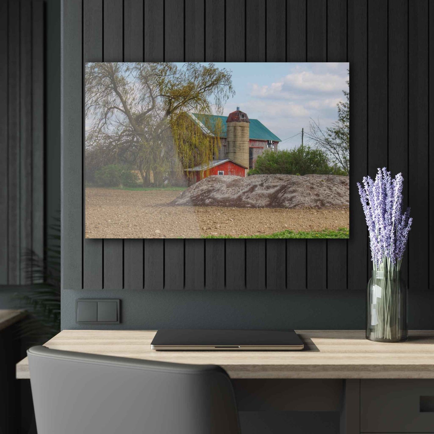 U R There Photography Cedar Creek Road Red Rustic Farmhouse Acrylic Wall Print