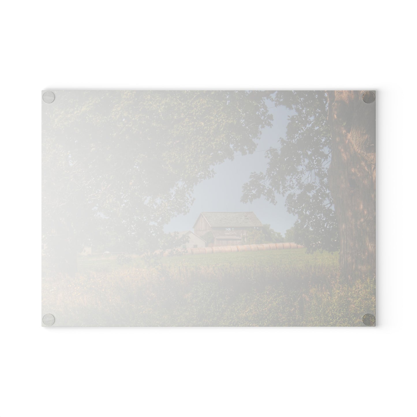 U R There Photography Treasurer Road Haybarn Rustic Farmhouse Tempered-Glass Cutting Board