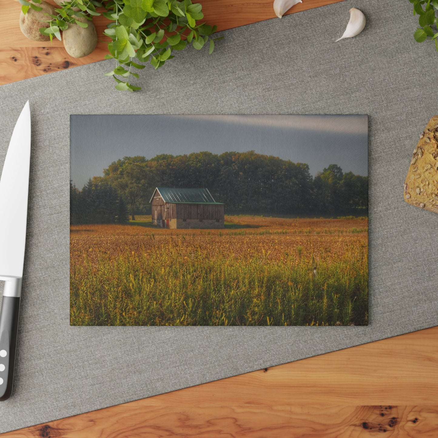 U R There Photography Snover Grey I Rustic Farmhouse Tempered-Glass Cutting Board