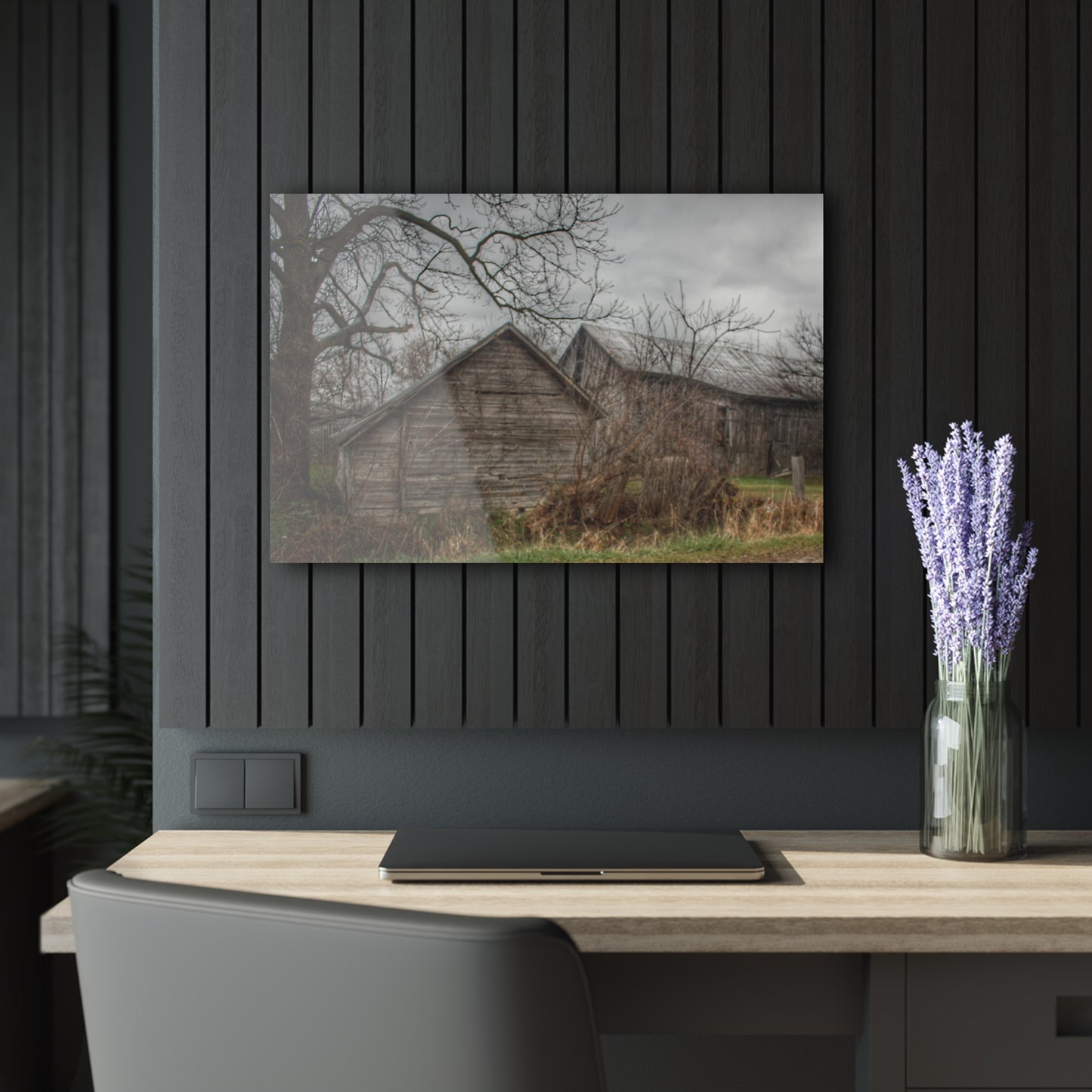 U R There Photography Bowers Road Greys II Rustic Farmhouse Acrylic Wall Print