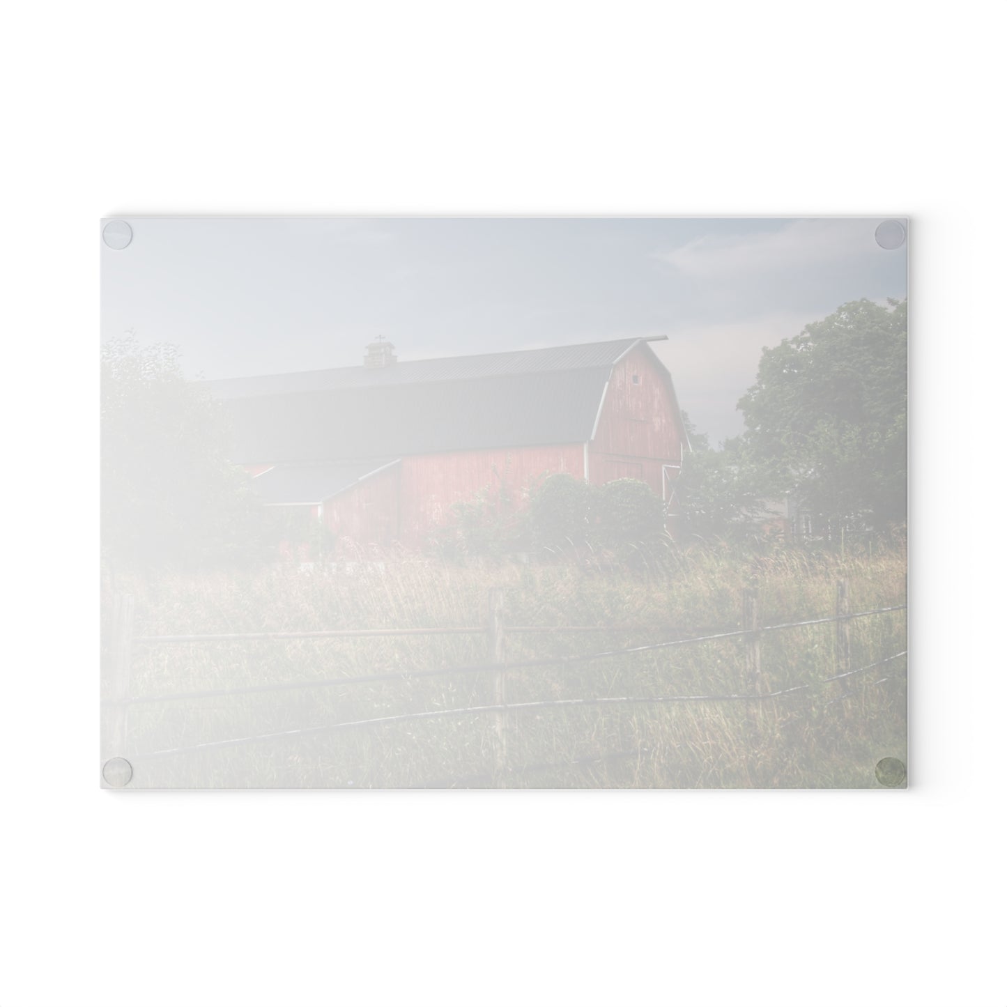 U R There Photography Snook Road Red Rustic Farmhouse Tempered-Glass Cutting Board