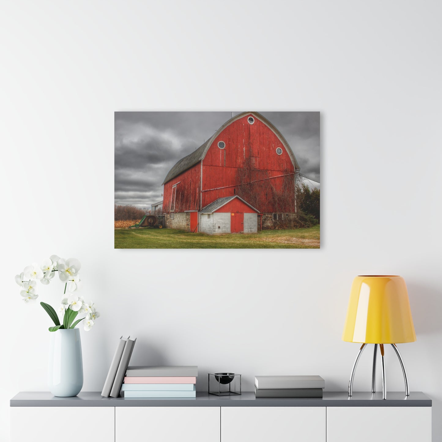 U R There Photography Slattery Road Fieldstone Red Rustic Farmhouse Acrylic Wall Print