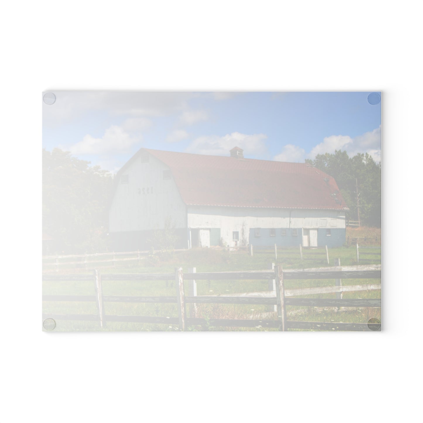 U R There Photography Beyond the Fence on Clark Road Rustic Farmhouse Tempered-Glass Cutting Board