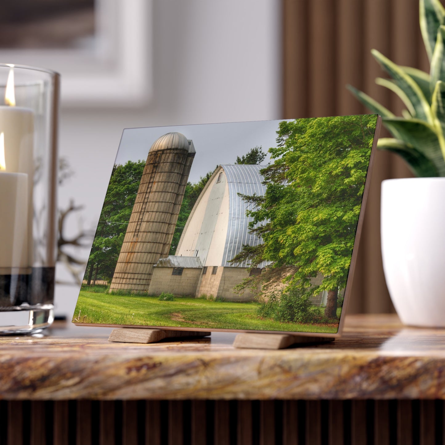 U R There Photography Carpenter Road White I Rustic Farmhouse Decorative Ceramic Tile