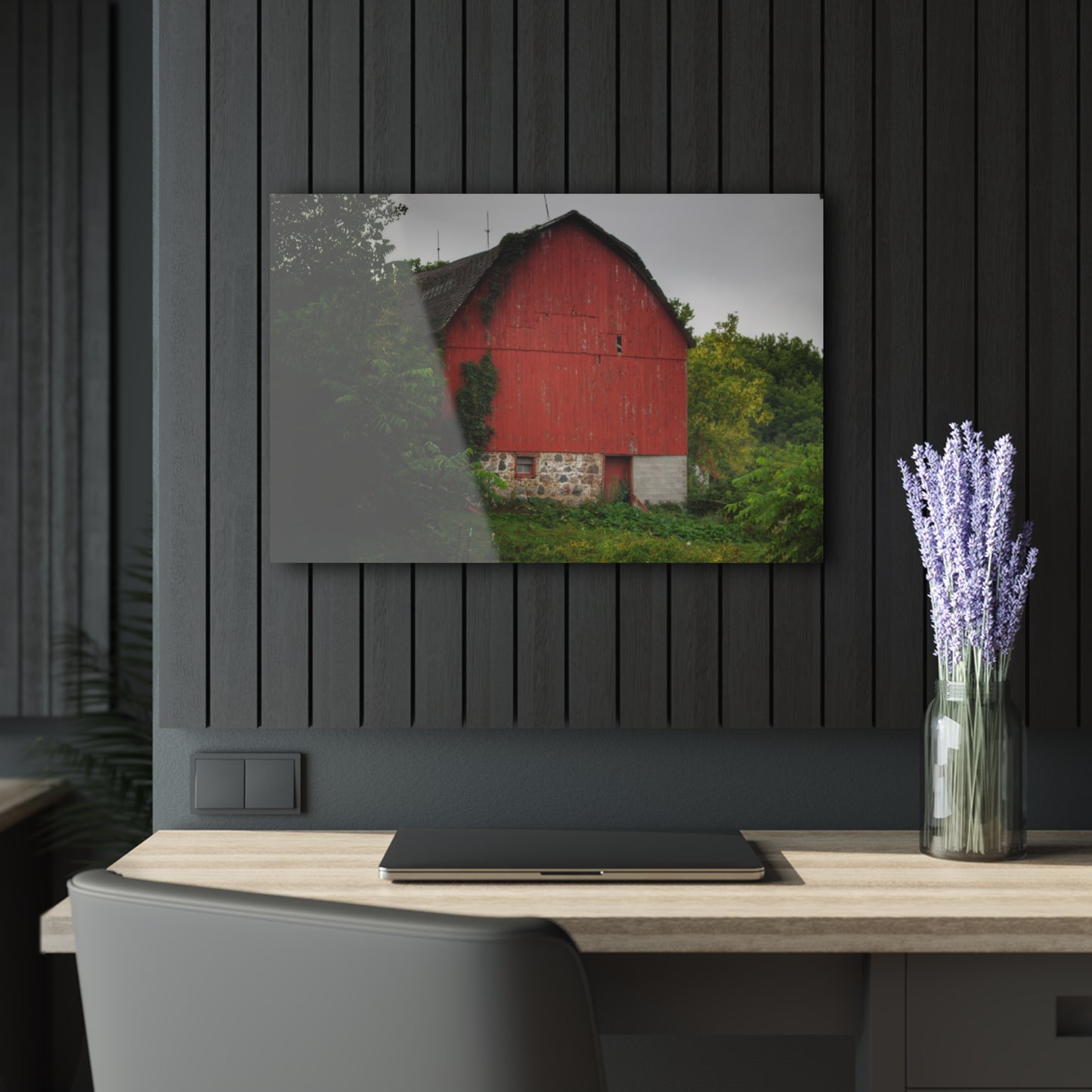 U R There Photography Brown Road Hidden Red I Rustic Farmhouse Acrylic Wall Print