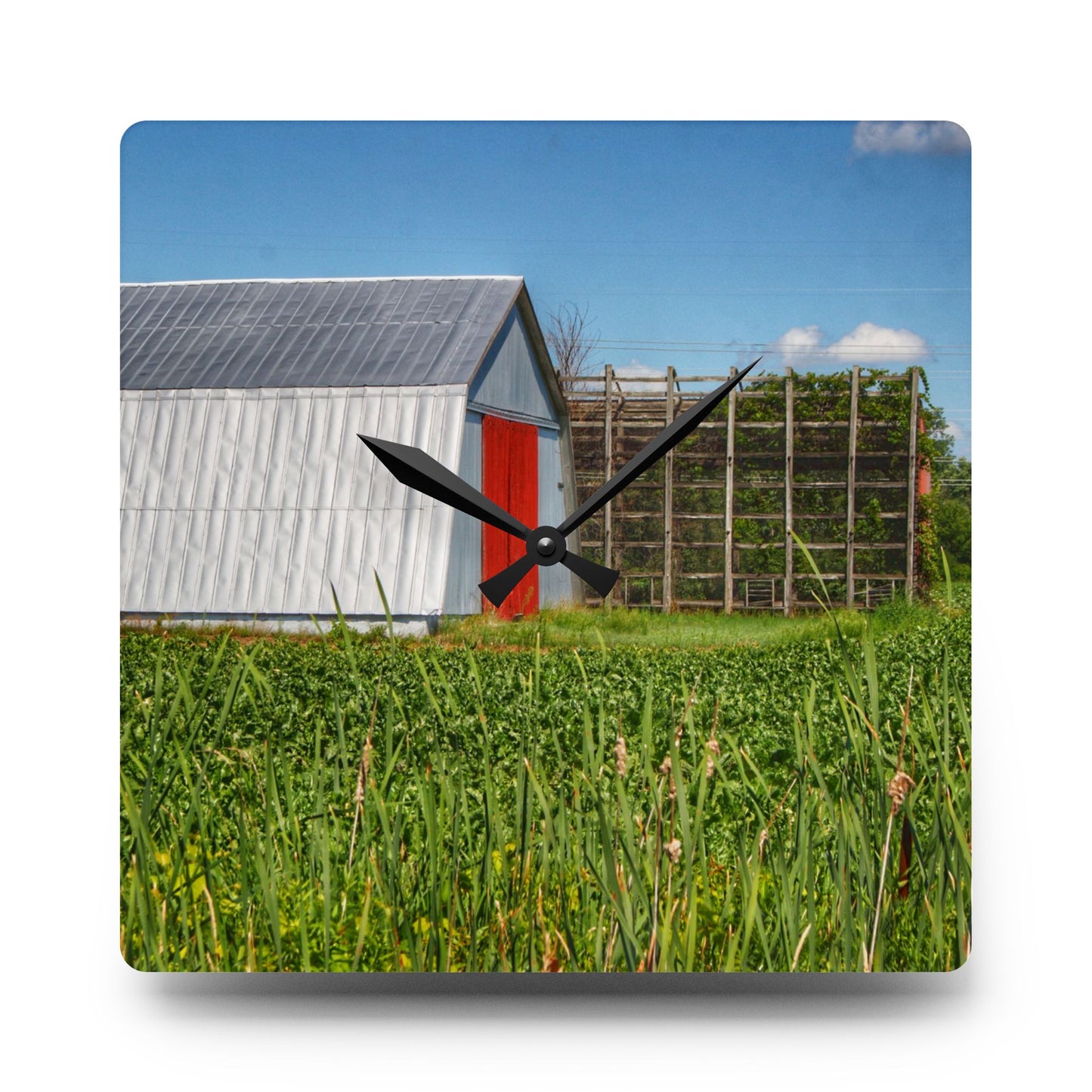 U R There Photography Montrose Farm II Rustic Farmhouse Acrylic Analog Wall Clock