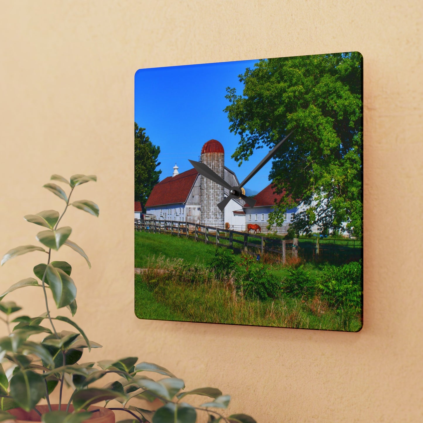 Rustic Farmhouse Wall Clock featuring Vienna Roadside White