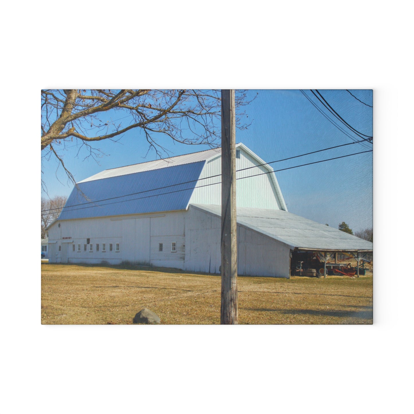 U R There Photography Wolcott White Rustic Farmhouse Tempered-Glass Cutting Board