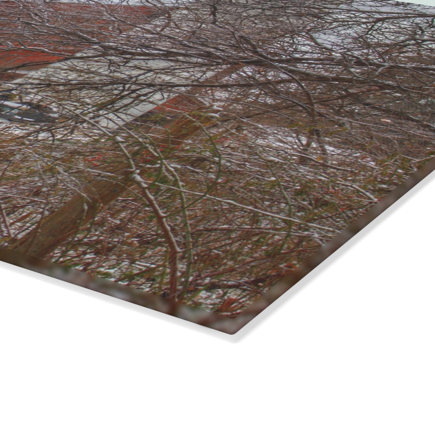 U R There Photography Sandhill Road Hidden Red I Rustic Farmhouse Tempered-Glass Cutting Board