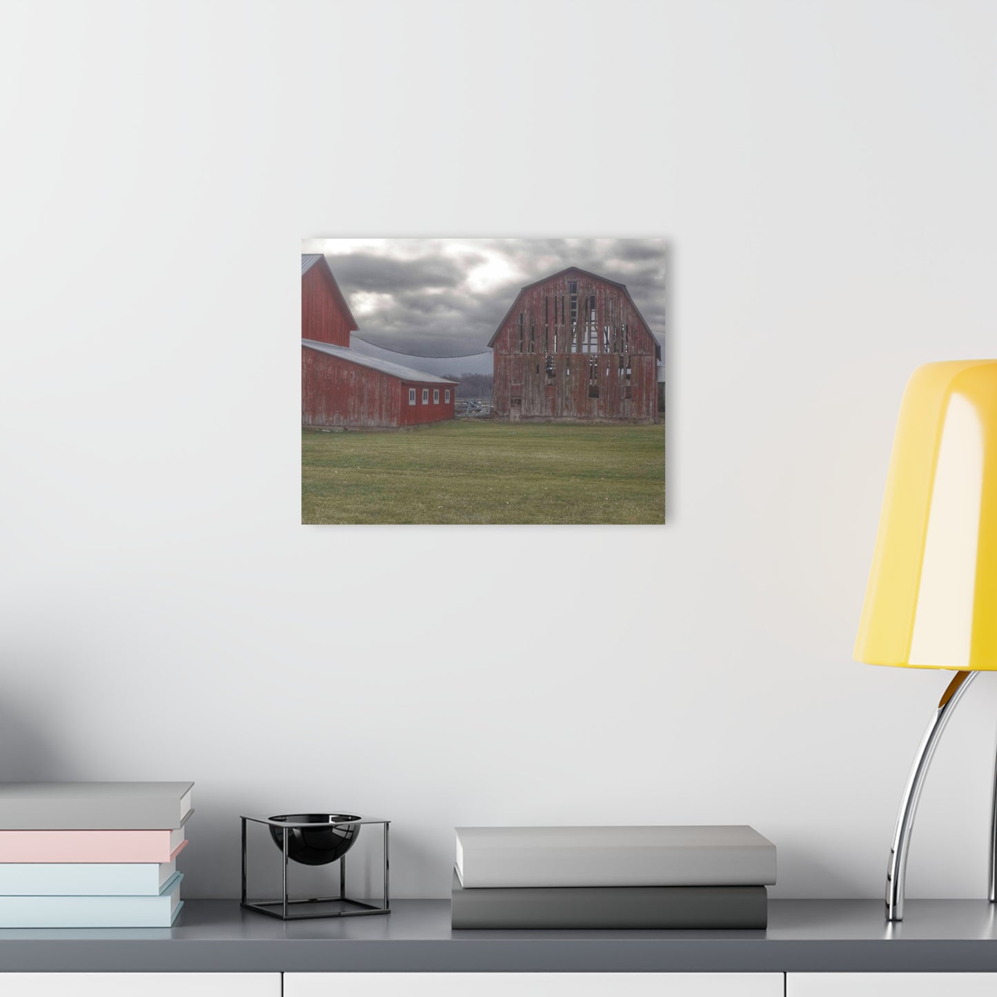 U R There Photography Church Road Reds Rustic Farmhouse Acrylic Wall Print