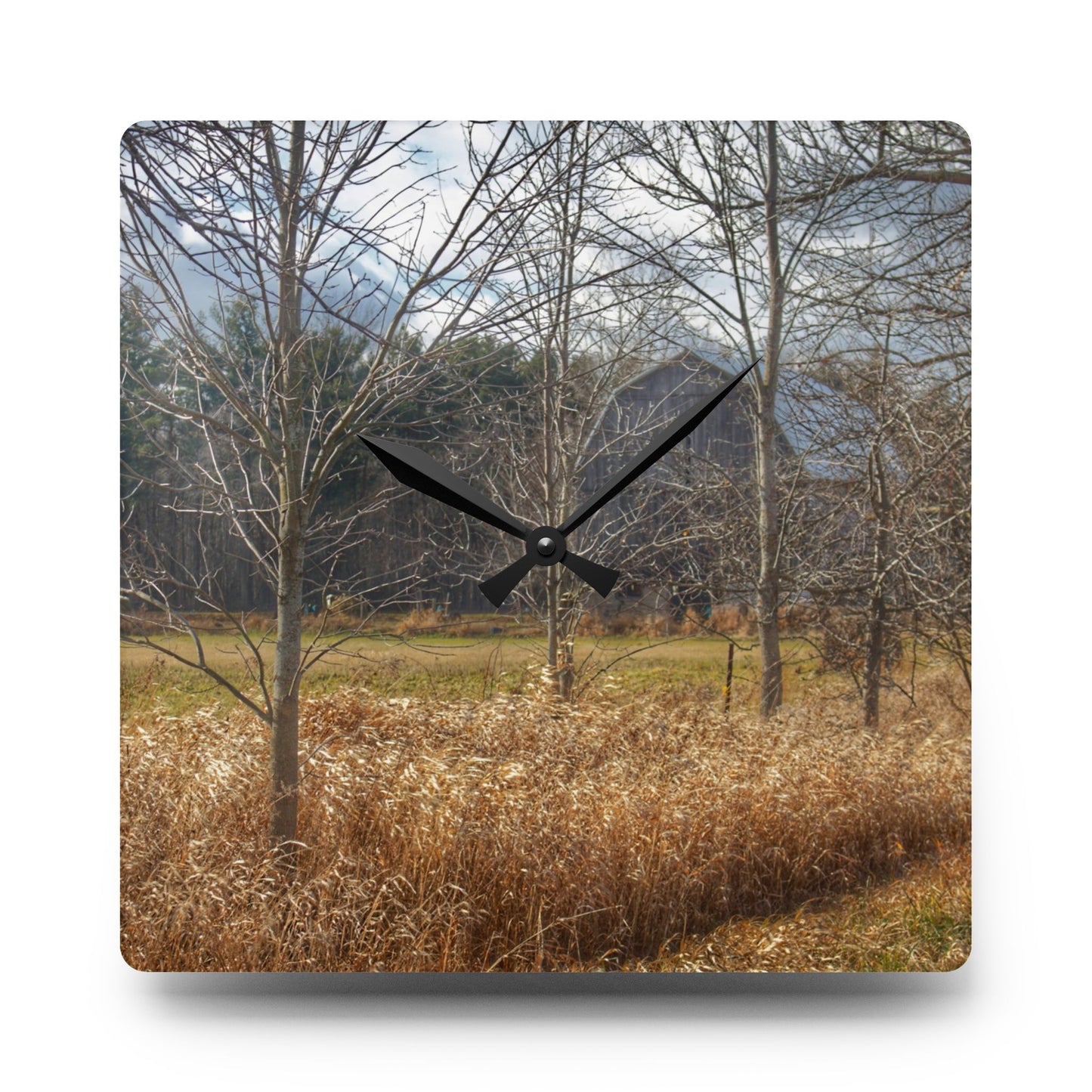 U R There Photography Speaker Road Hidden Grey Rustic Farmhouse Acrylic Analog Wall Clock