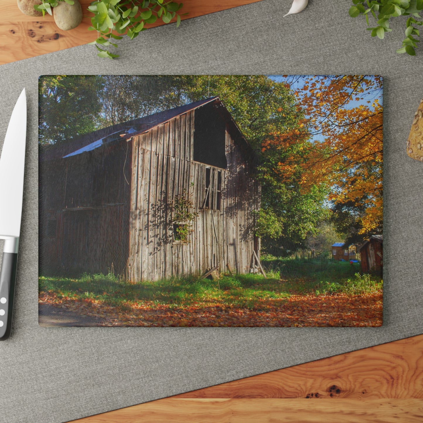 U R There Photography Shoemaker Road Hidden Grey Rustic Farmhouse Tempered-Glass Cutting Board
