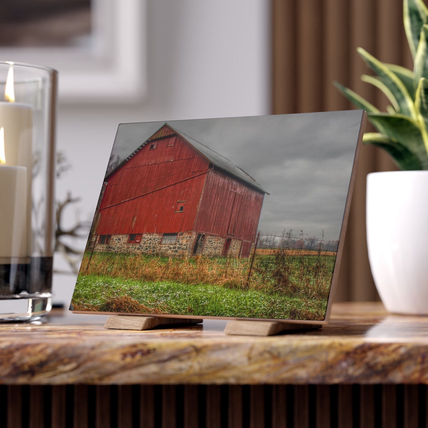 U R There Photography Bowers Road Red III Rustic Farmhouse Decorative Ceramic Tile