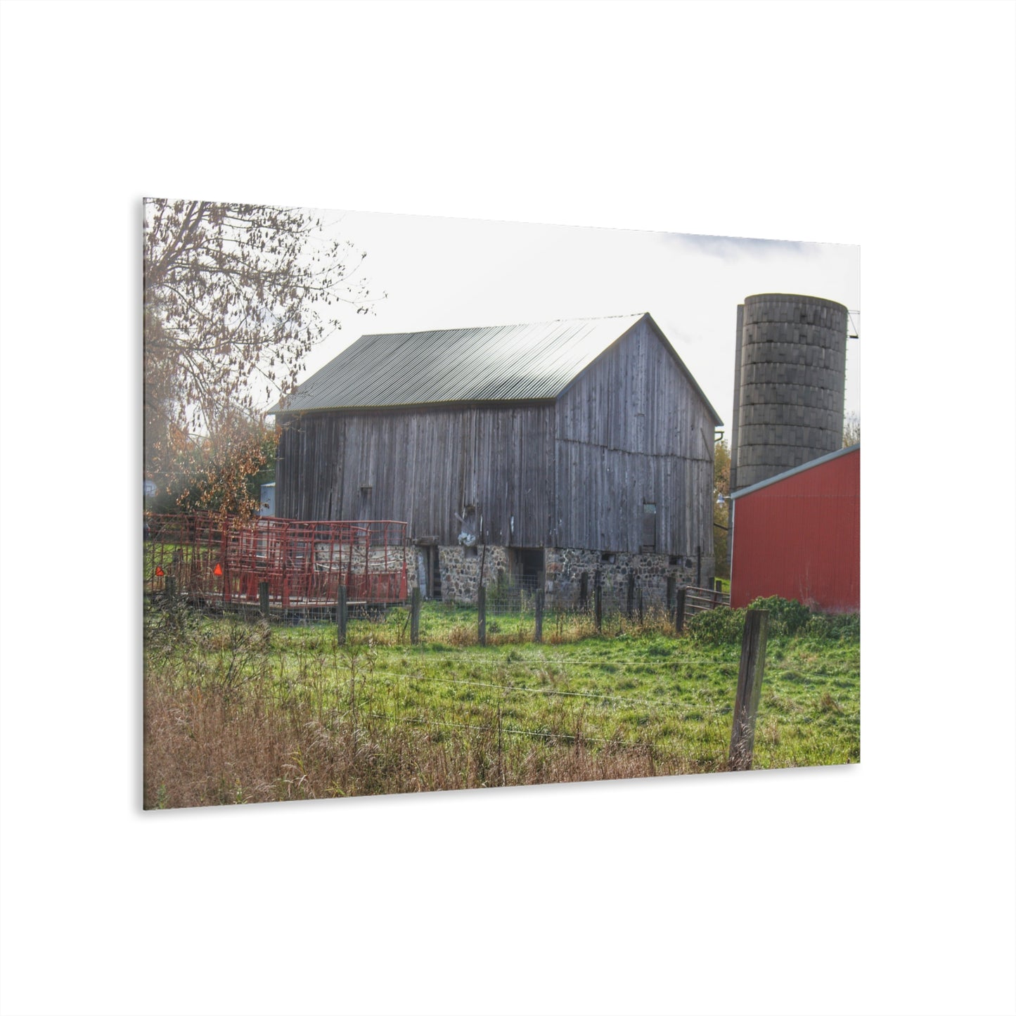 U R There Photography Slattery Road Fieldstone Grey Rustic Farmhouse Acrylic Wall Print