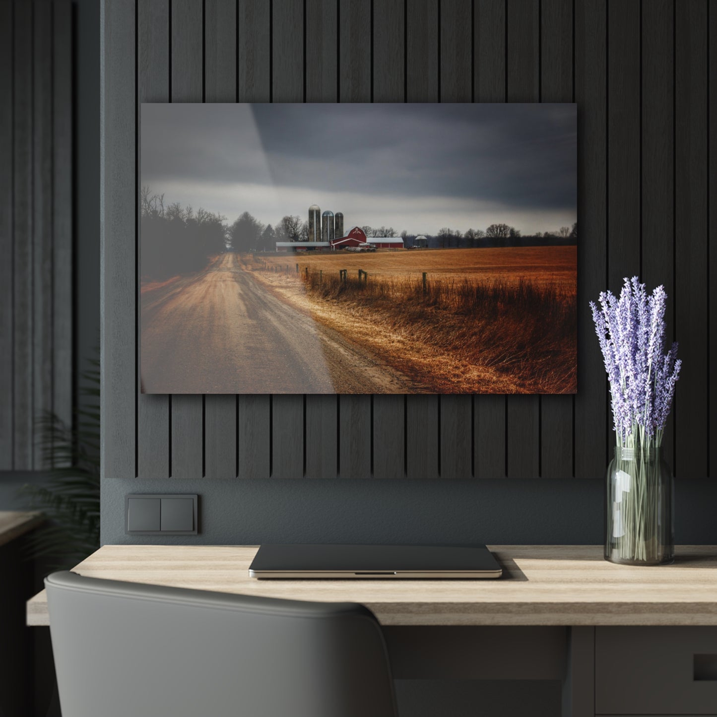 U R There Photography Across the Field on Daley Road Rustic Farmhouse Acrylic Wall Print