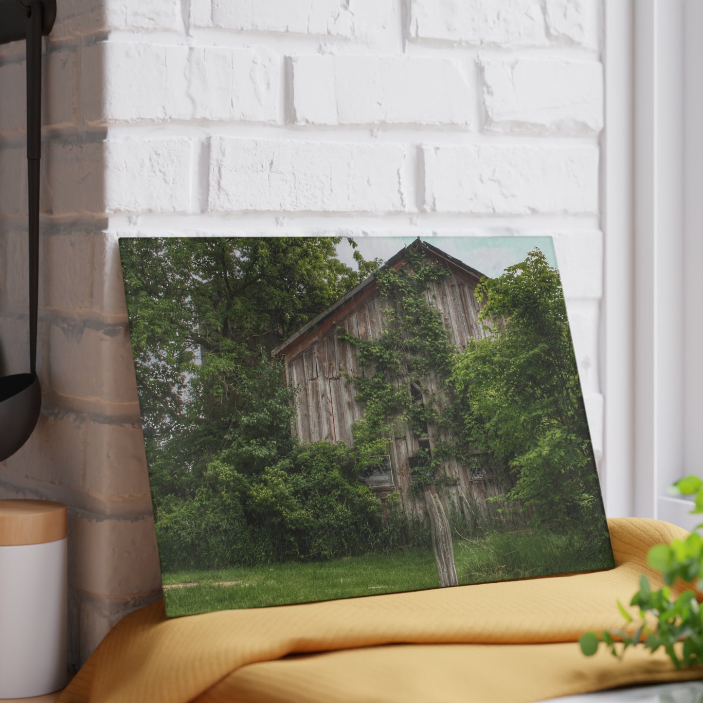 U R There Photography Imlay Hidden Rustic Farmhouse Tempered-Glass Cutting Board