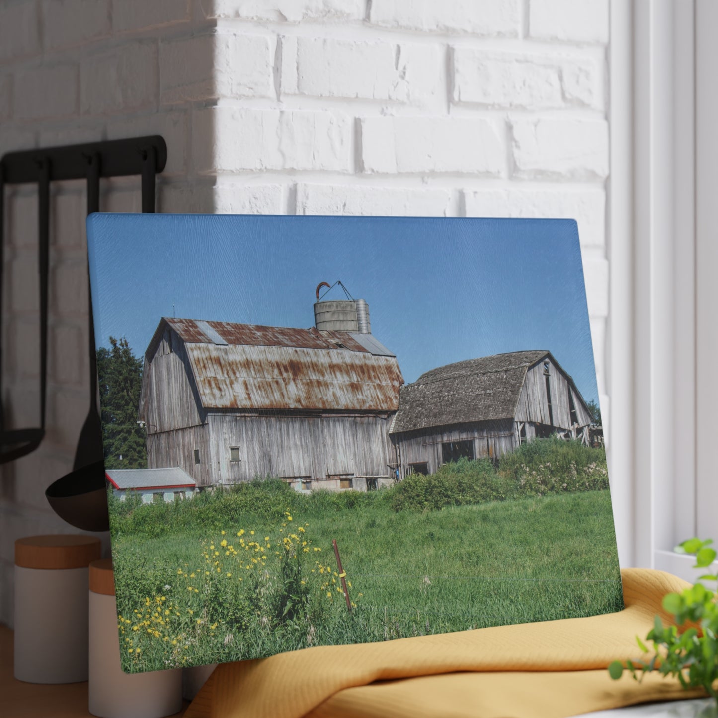U R There Photography Rusted and Grey on Dodge Road Rustic Farmhouse Tempered-Glass Cutting Board