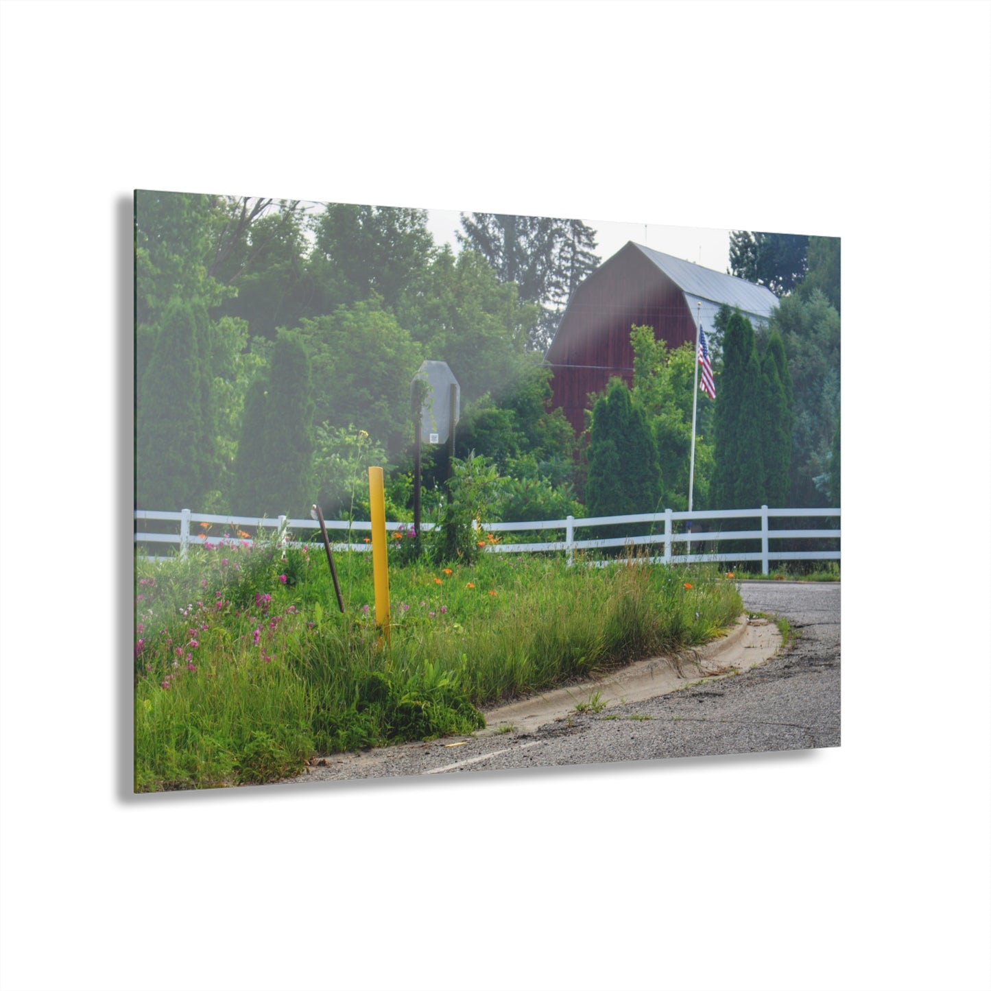 U R There Photography Sutton Road Red and Old Glory Rustic Farmhouse Acrylic Wall Print